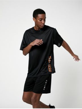 Koton Sports Shorts Lace-Up Waist Slogan Printed with Pocket Detail.