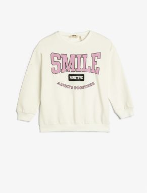 Koton Sweatshirt Raised Printed Long Sleeve Crew Neck Cotton