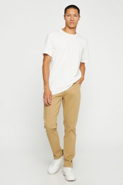 Koton Basic Gabardine Trousers Slim Fit Button Detailed