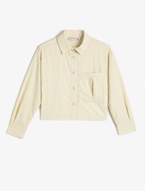 Koton Shirt Long Sleeve Wide Pocket Detail Parachute Fabric Snap Buttons