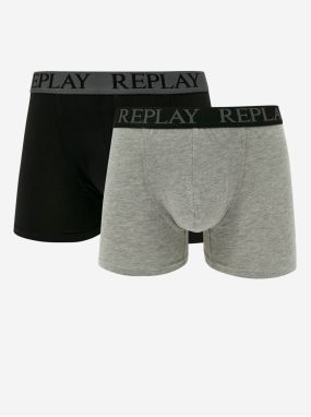 Set of two men's boxers in black and gray Replay - Men