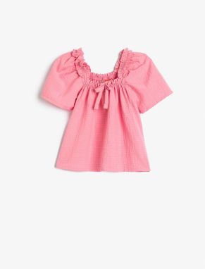 Koton Frilled Bow Detailed Short Sleeve Blouse