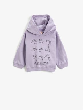 Koton Unicorn Printed Hooded Sweatshirt Long Sleeve