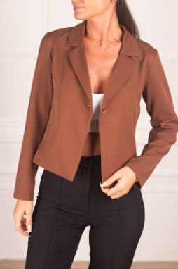 armonika Women's Brown One Button Crop Jacket