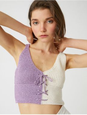 Koton Crop Knitting Singlets with Tie Detail Cotton