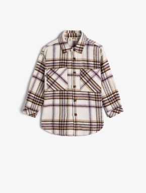 Koton 4wkg60018aw Girls' Shirt Beige Plaid