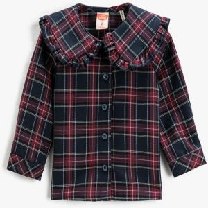 Koton Baby Girl Navy Blue Plaid Blouse