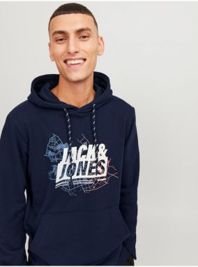 Men's Dark Blue Hoodie Jack & Jones Map - Men's