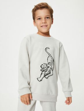 Koton Tiger Sweatshirt Long Sleeve Crew Neck Embossed Printed