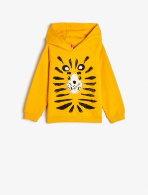 Koton Hooded Sweatshirt Long Sleeve Lion Printed Cotton