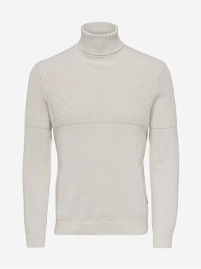 Men's Cream Ribbed Turtleneck ONLY & SONS Al - Men