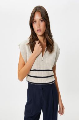 Koton Women's Navy Blue Striped Vest