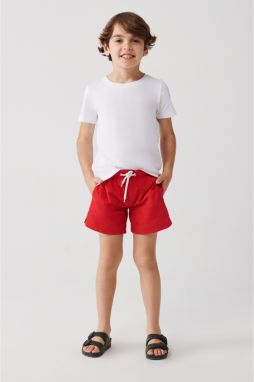 Avva Men's Red Quick Dry Standard Size Plain Kids Swimwear With Special Box