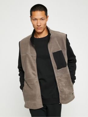Koton Basic Fleece Vest with Pocket Detail, High Collar, Zippered