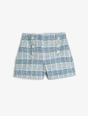 Koton Tweed Shorts Pearl Button Detailed Elastic Waist