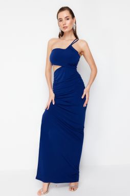 Trendyol Saxe Blue Window/Cut Out Detailed Long Evening Evening Dress