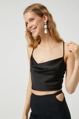 Koton Evening Dress In Satin Bustier Plunger Collar Tie Back