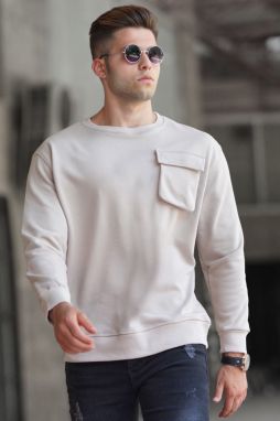 Madmext Beige Crew Neck Sweatshirt 5320