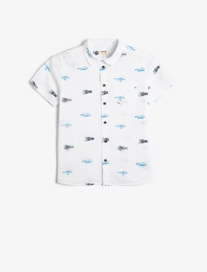 Koton Shirt Short Sleeve Cotton Printed Pocket Detail