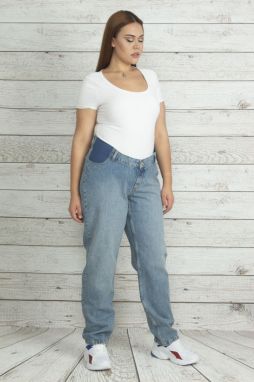 Şans Women's Large Size Blue Jeans with Elastic Waist Detail