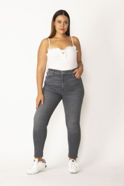 Şans Women's Plus Size Smoked Cream 5-Pocket Skinny Jeans