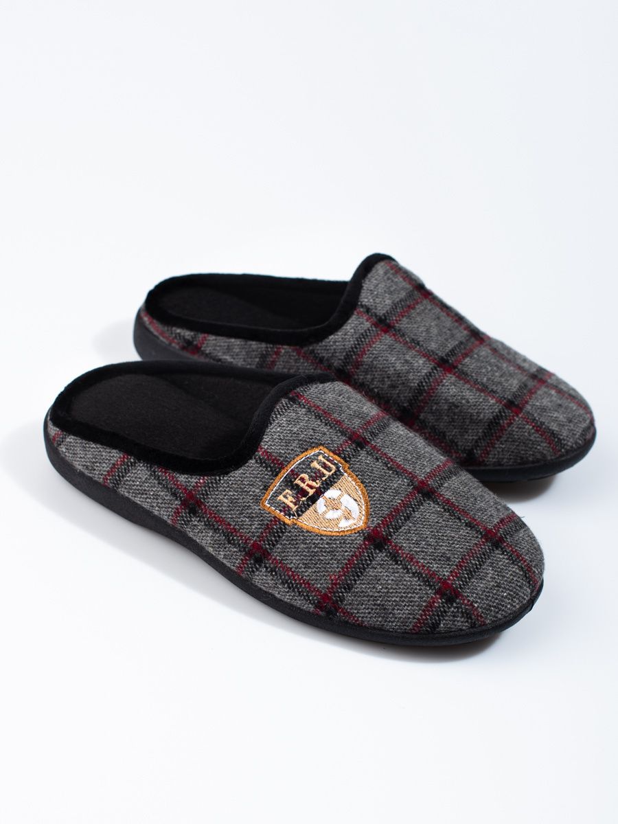 Men's grey plaid slippers Shelvt