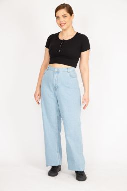 Şans Women's Blue Large Size 5 Pockets Lycra Free Jeans