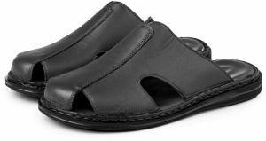 Ducavelli Stan Men's Genuine Leather Slippers, Genuine Leather Slippers, Orthopedic Sole Slippers, Lightweight Leather Sweat.