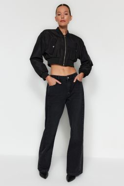 Trendyol Black detail prešívania Extra široké nohavice s vysokým pásom