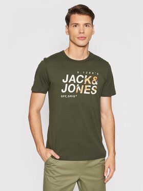 Jack&Jones Tričko Cam 12194175 Zelená Regular Fit