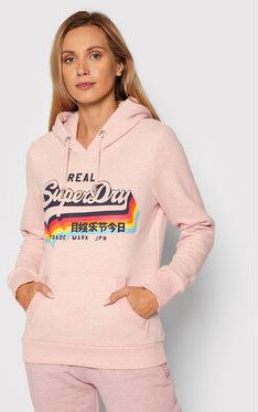 Superdry Mikina VL Hood W2010455A Ružová Regular Fit