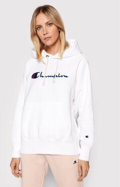 Champion Mikina Script Logo 114788 Biela Regular Fit