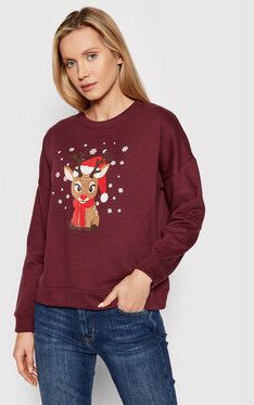 Vero Moda Mikina Reindeer 10262925 Bordová Regular Fit