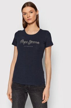 Pepe Jeans Tričko Beatrice PL504434 Tmavomodrá Slim Fit