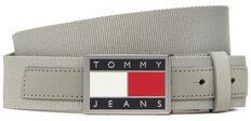 Tommy Jeans Pánsky opasok Tjm Heritage Leather 3.5 AM0AM09009 Sivá