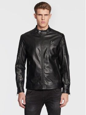 Guess Bunda z imitácie kože Biker M3RL16 WF4C0 Čierna Regular Fit