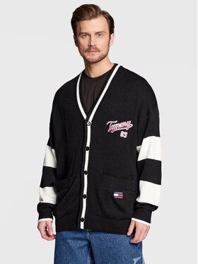 Tommy Jeans Kardigán College DM0DM15769 Čierna Oversize