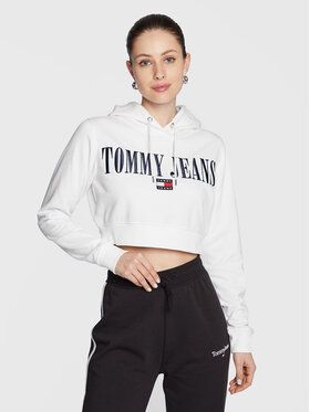 Tommy Jeans Mikina Archive DW0DW14927 Biela Cropped Fit