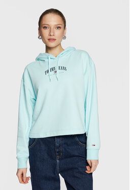 Tommy Jeans Mikina Essential Logo DW0DW14852 Modrá Relaxed Fit