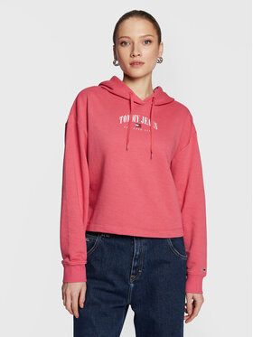 Tommy Jeans Mikina Essential Logo DW0DW14852 Ružová Relaxed Fit