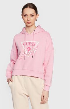 Guess Mikina Icon W3RQ03 KB683 Ružová Relaxed Fit