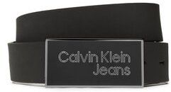 Calvin Klein Jeans Pánsky opasok Logo Plaque Leather Belt 35mm K50K510161 Čierna