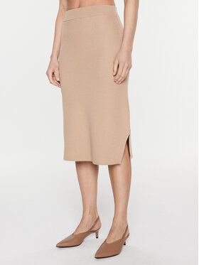 Max Mara Leisure Midi sukňa Egizi 33060126 Béžová Regular Fit