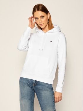 Tommy Jeans Mikina Fleece Hoodie DW0DW09228 Biela Regular Fit