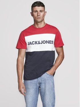 Jack&Jones Tričko Logo Blocking 12173968 Červená Slim Fit