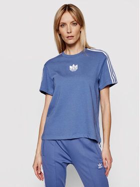 adidas Tričko adicolor 3D Trefoil GN2933 Modrá Loose Fit