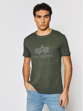 Alpha Industries Tričko Basic T Oildye 116515 Zelená Regular Fit