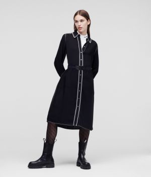 Šaty Karl Lagerfeld Shirtdress W/ Contrast Tape