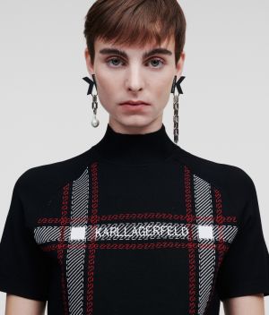 Sveter Karl Lagerfeld Check Knit Top W/ Mock Neck galéria