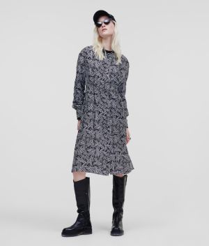 Šaty Karl Lagerfeld Printed Silk Shirt Dress